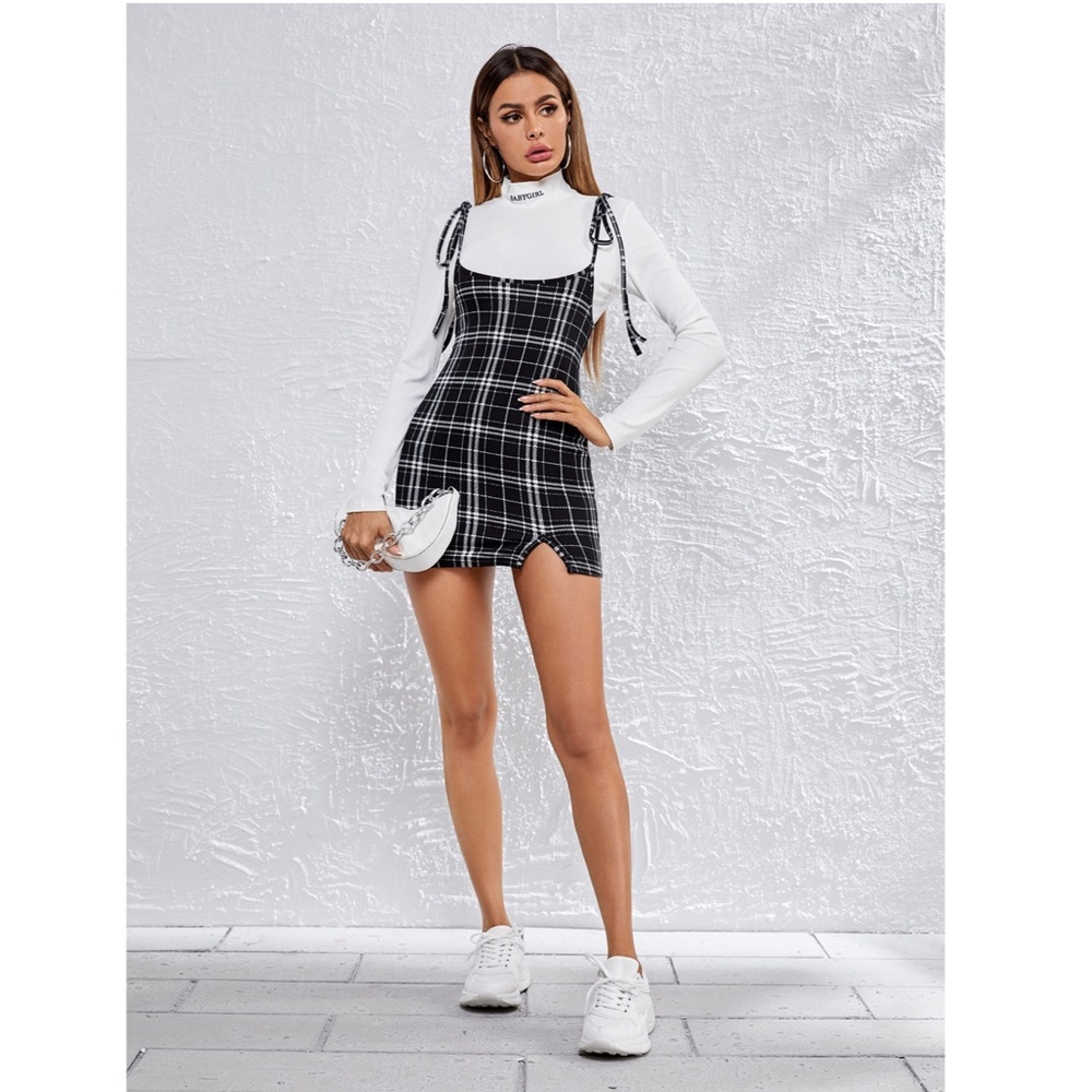 Plaid Pinacore Mini Dress - Picture 7 of 12